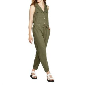 Wild Fable Khaki Sleeveless Jumpsuit